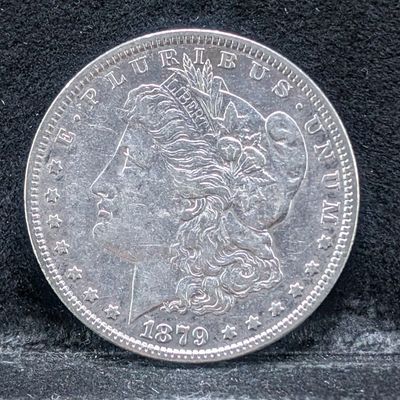 Sale Photo Thumbnail #338: 1879 Morgan 90% Silver Dollar - (2nd Year-AU, Great Details) - Birth of Albert Einstein, 147 Years Old!