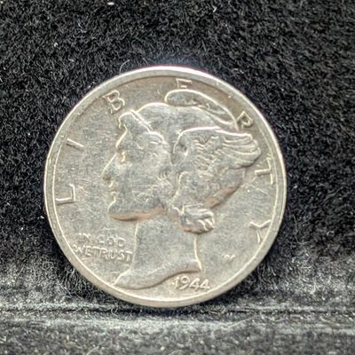 Sale Photo Thumbnail #331: 1944-P Mercury 90% Silver Dime, 82 Years old, WWII Era