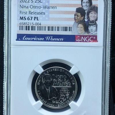 Sale Photo Thumbnail #314: 2022-S Nina Otero-Warren Woman’s Quarter Business Strike NGC MS67 PL - Only 5 in Proof Like - List Price $100