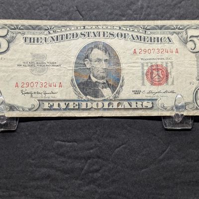1963 Series US $5 United States Note - Red Seal