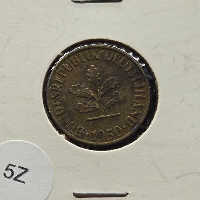 1950-D (Munich Mint) German 5 Pfennig Zinc Coin