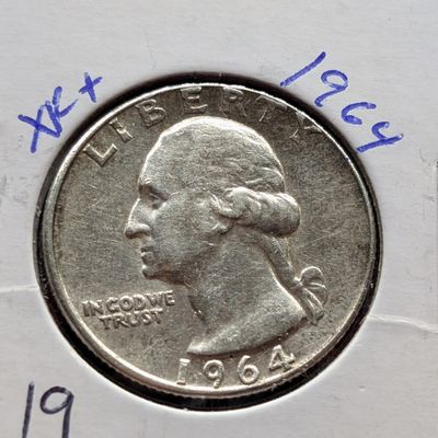 Sale Photo Thumbnail #339: 1964-P Washington 90% Silver Quarter - XF