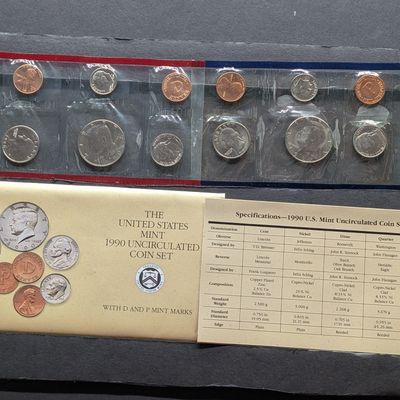 Sale Photo Thumbnail #357: 1990 P&D U.S. Mint Uncirculated Coin Set In OGP w/ COA