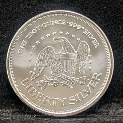 Sale Photo Thumbnail #368: A Mark/Liberty Bell 1 Troy Ounce .999 Silver Round - BU
