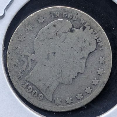 Sale Photo Thumbnail #378: 1909-S 90% Silver Barber Quarter