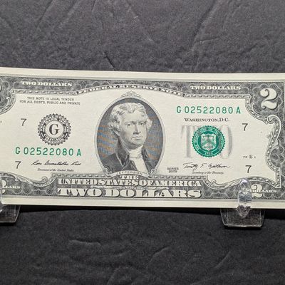 Sale Photo Thumbnail #183: 2009 Series US Two Dollar Federal Reserve Note - Issued in Chicago