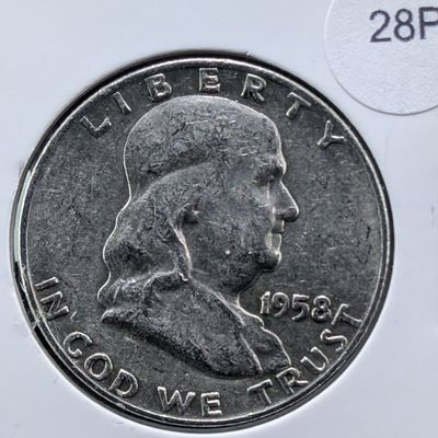 Sale Photo Thumbnail #193: 1958-D Franklin 90% Silver Half Dollar