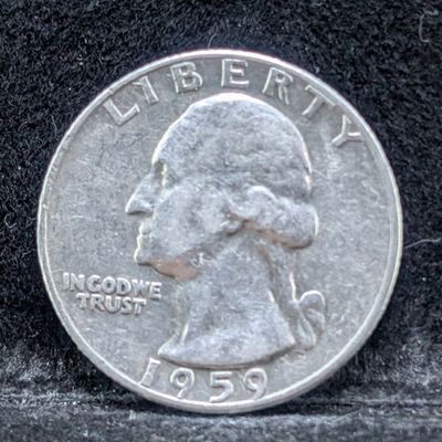 Sale Photo Thumbnail #234: 1959-D Washington 90% Silver Quarter, 67 Years old