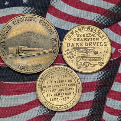 Sale Photo Thumbnail #124: (3) Assorted Tokens, Westinghouse Electrical Systems Division, B. Ward Beam's & Twenty Anniversary Armistice Day
