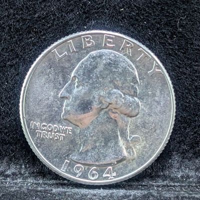 Sale Photo Thumbnail #345: 1964-D Washington 90% Silver Quarter, 62 Years old - (BU)