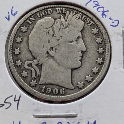 Sale Photo Thumbnail #291: 1906-D Barber 90% Silver Half Dollar