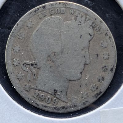 1909-D 90% Silver Barber Quarter