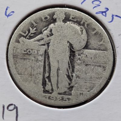 Sale Photo Thumbnail #318: 1925-P Standing Liberty 90% Silver Quarter - 101 Years Old!
