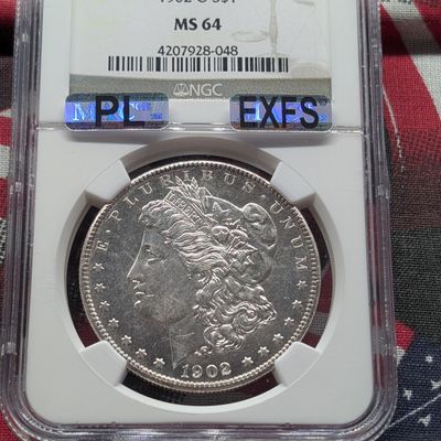1902-O Morgan 90% Silver Dollar NGC MS64