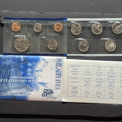 Sale Photo Thumbnail #377: 1999-P Only U.S. Mint Uncirculated Coin Set with State Quarters In OGP w/ COA