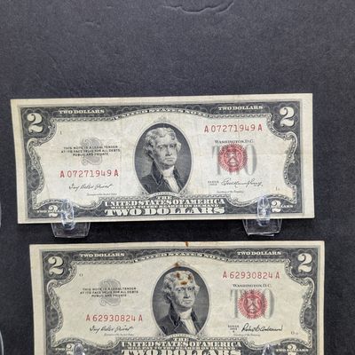 Sale Photo Thumbnail #293: 1953 Series and 1953 A Series $2.00 Red Seal Federal Reserve Notes