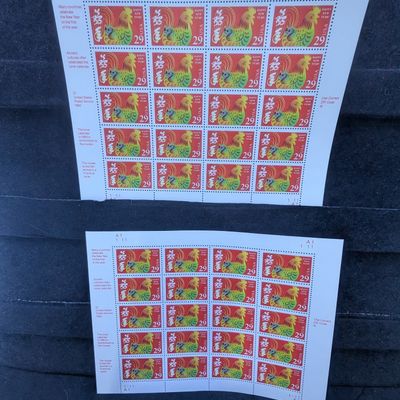 Sale Photo Thumbnail #334: (2) Sheets of 1993 Year of the Rooster 29 Cent Stamps, $11.60 Face Value