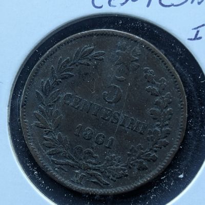 Sale Photo Thumbnail #394: 1861-M 5 Centesimi Italian Coin