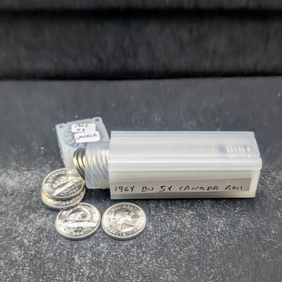 Sale Photo Thumbnail #362: Full Roll of 1964 Canadian Nickels in Gem BU with some proof like.