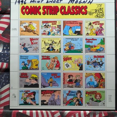 Sale Photo Thumbnail #416: 1996 Comic Strip Classics Stamp Sheet, Mint, Original Gum, Never Hinged