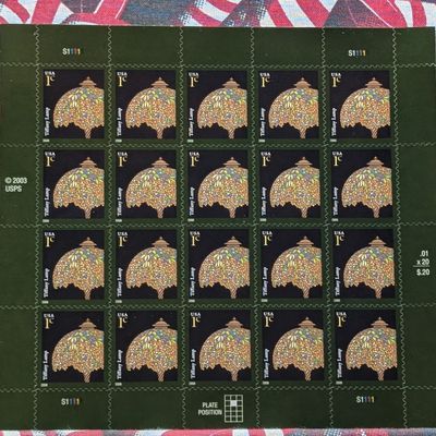 Sale Photo Thumbnail #419: 2008 Tiffany Lamp Stamp Sheet, Mint, Original Gum, Never Hinged