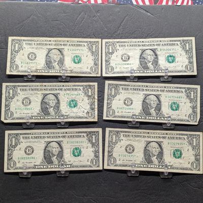Sale Photo Thumbnail #363: (6) 2013 Series $1 Federal Reserve Star Notes - issued in New York