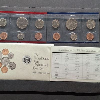 Sale Photo Thumbnail #361: 1992 P&D U.S. Mint Uncirculated Coin Set In OGP w/ COA