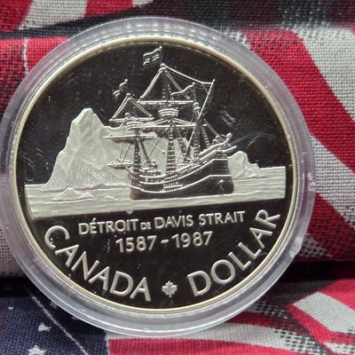 Sale Photo Thumbnail #175: 1987 Canada Davis Strait Commemorative 50% "Silver" Dollar, 23.32G