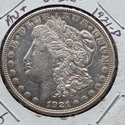 Sale Photo Thumbnail #346: 1921-D Morgan 90% Silver Dollar - Last Year! - AU Details!