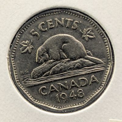 1948 Canada 5 Cents. Very low Mintage Year - Key Year!!