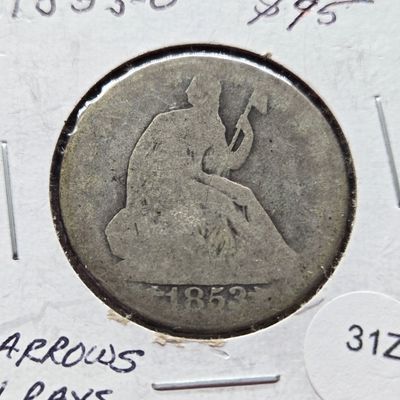 Sale Photo Thumbnail #218: 1853-O Arrows & Rays Seated Liberty 90% Silver Half Dollar