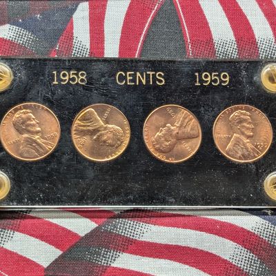 Sale Photo Thumbnail #164: 1958 P&D Lincoln Wheat Cents & 1959 P&D Lincoln Memorial Cents in Acrylic Case
