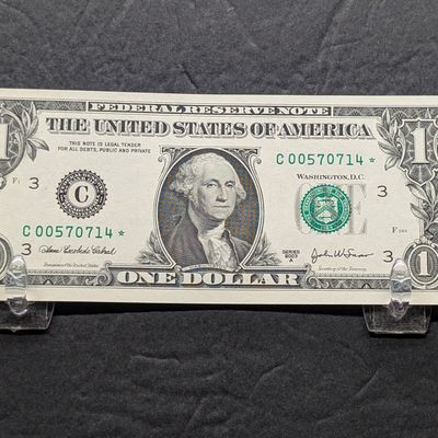 2003 A Series U.S. $1 Federal Reserve Note - issued in Pennsylvania - Star Note with Wide Margins