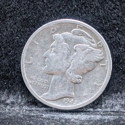 Sale Photo Thumbnail #360: 1942-P Mercury 90% Silver Dime, 84 Years old, WWII Era