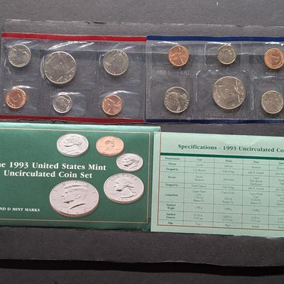 Sale Photo Thumbnail #365: 1993 P&D U.S. Mint Uncirculated Coin Set In OGP w/ COA