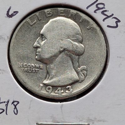 Sale Photo Thumbnail #198: 1943-P Washington 90% Silver Quarter - WWII Era!