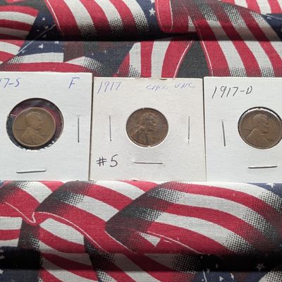 1917 P, D, & S Lincoln Wheat Cents