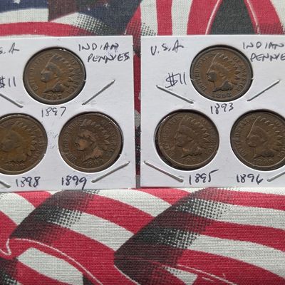 1893, 1895, 1896, 1897, 1898 & 1899 Indian Head Pennies  -  All Pre-1900 Dates!