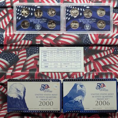 2000-S & 2006-S U.S. Mint 50 State Quarter Proof Sets in OGP - 2000 Set Does Not Have COA