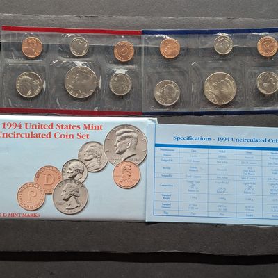 Sale Photo Thumbnail #369: 1994 P&D U.S. Mint Uncirculated Coin Set In OGP w/ COA