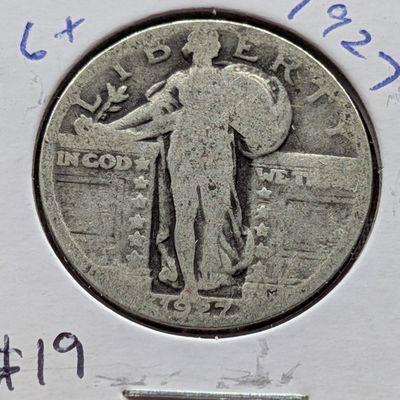 Sale Photo Thumbnail #107: 1927-P Standing Liberty 90% Silver Quarter - Almost 100 Years Old!