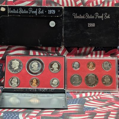 Sale Photo Thumbnail #228: 1979-S & 1980-S U.S. Mint Proof Sets with Susan B. Anthony Dollars in OGP