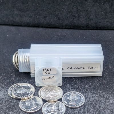 Sale Photo Thumbnail #266: Full Roll of 1963 Canadian Nickels in Gem BU some Proof Like.