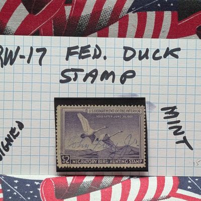 Sale Photo Thumbnail #438: 1950 Dept. Of The Interior Duck Stamp, RW-17, Signed