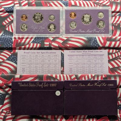 1987-S & 1988-S U.S. Mint Proof Sets in OGP w/ COA