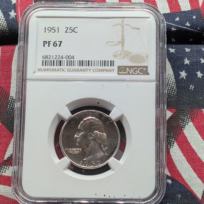 Sale Photo Thumbnail #306: 1951 Washington 90% Silver Quarter NGC PF 67