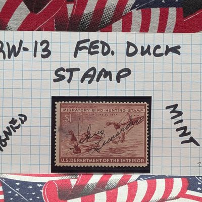 Sale Photo Thumbnail #435: 1946 Dept. Of The Interior Duck Stamp, RW-13, Signed