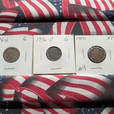 1916 P, D, & S Lincoln Wheat Cents