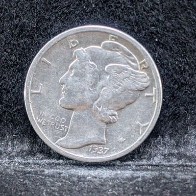 Sale Photo Thumbnail #356: 1937-P Mercury 90% Silver Dime, 89 Years old