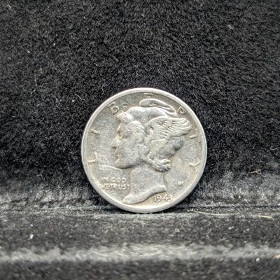 Sale Photo Thumbnail #304: 1943-P Mercury 90% Silver Dime, 83 Years old, WWII Era